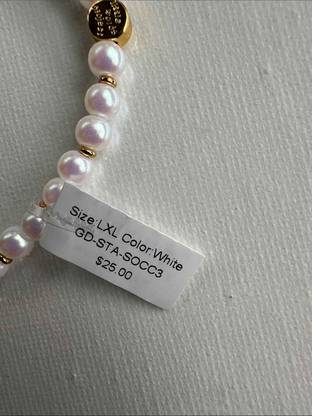 Little Words Project Soccer Pearl Base Bracelet with Gold Accents White Size ML - Picture 3 of 8